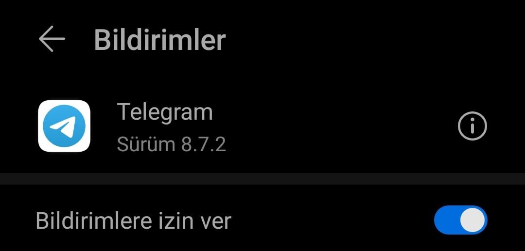 telegram bildirim gelmiyor android